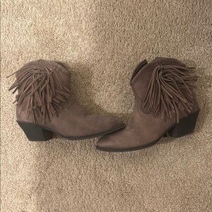 Ariat Brown Fringe Ankle Booties